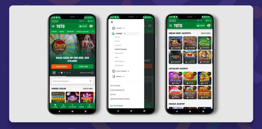 TOTO Casino App 3 telefoons logo