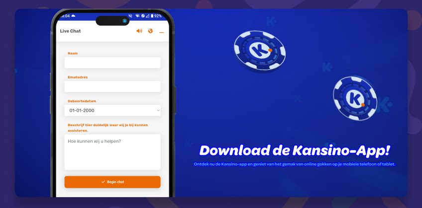 Kansino Casino App - live chat logo